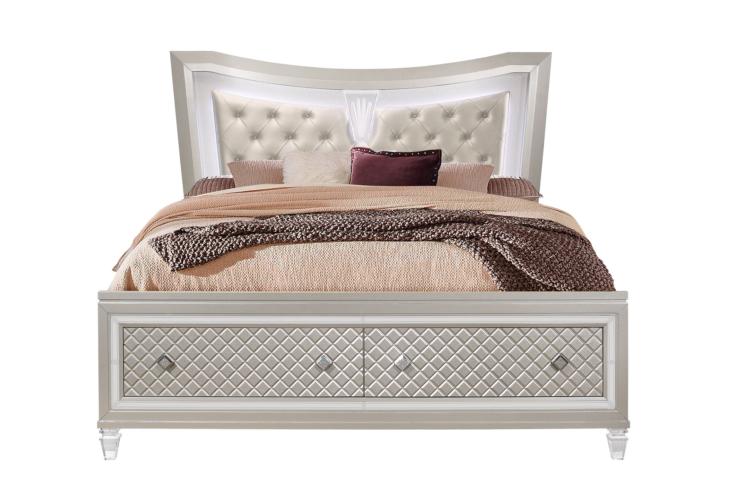 PARIS CHAMPAGNE QUEEN BED WITH LED