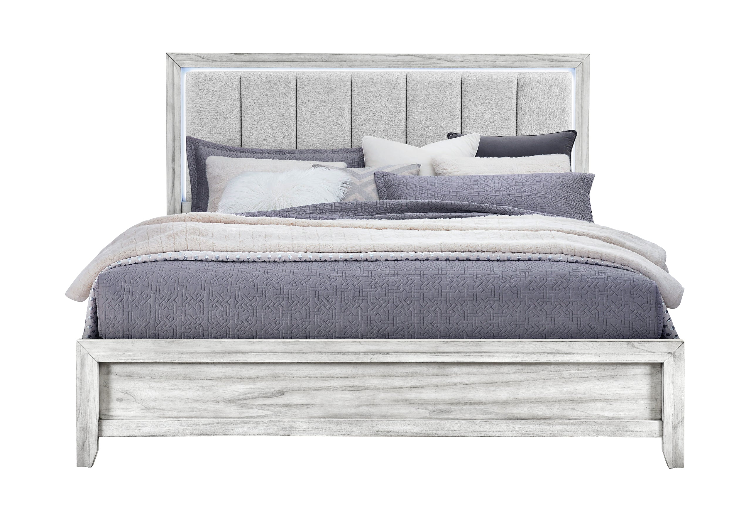 ELSIE GREY KING BED WITH LED