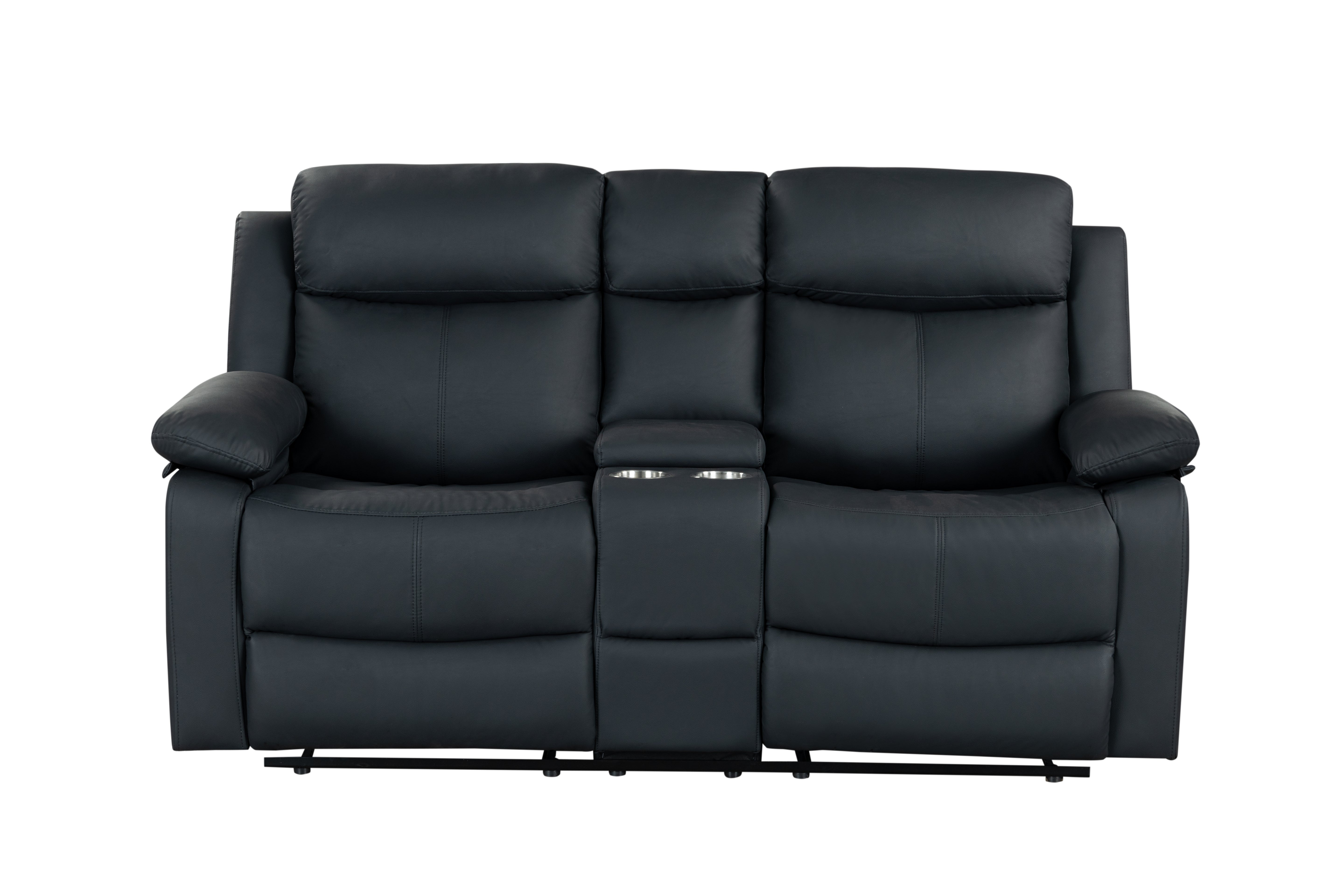 U6026 BLACK PU 72A CONSOLE RECLINING LOVESEAT WITH LED AND SPEAKER