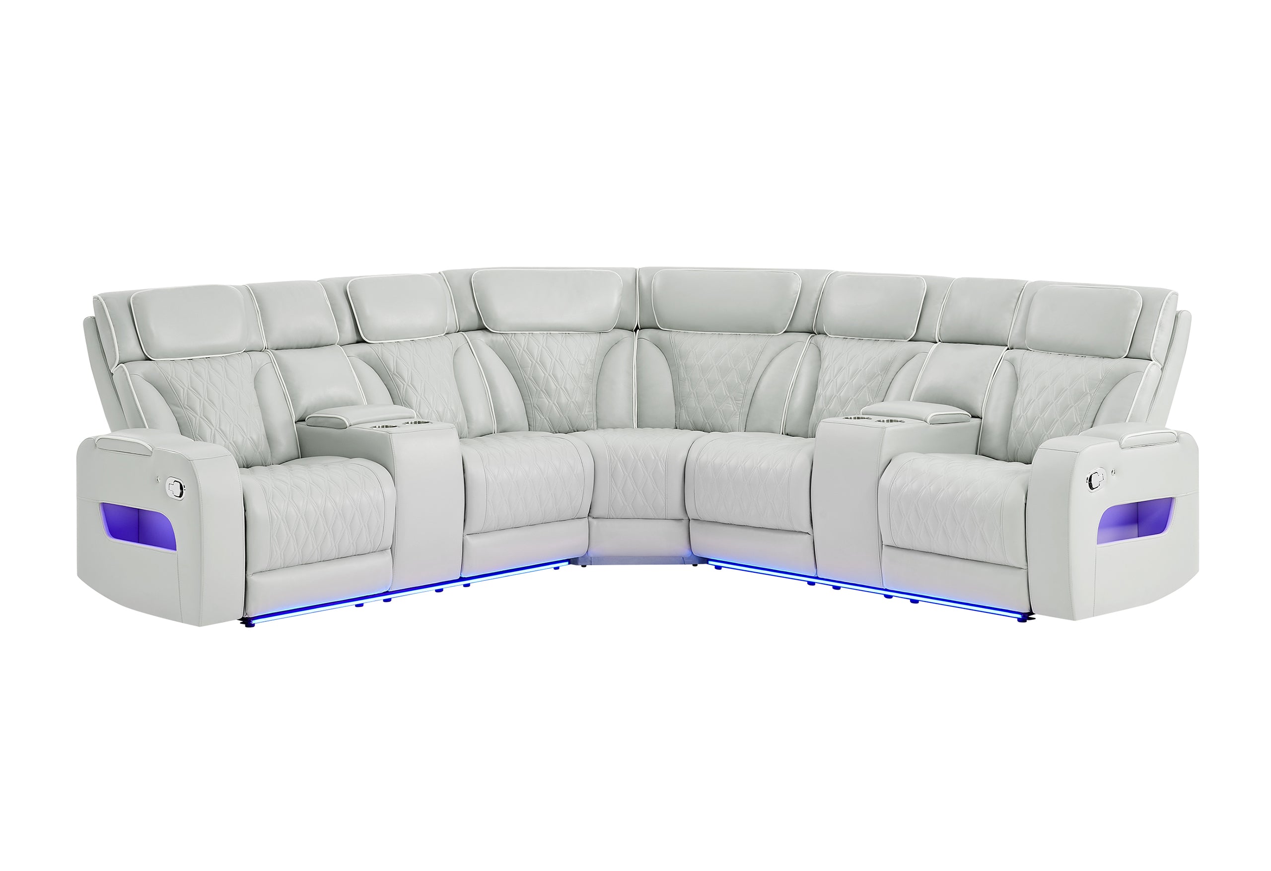 U8611 BLANCHE SILVER SECTIONAL WITH LED