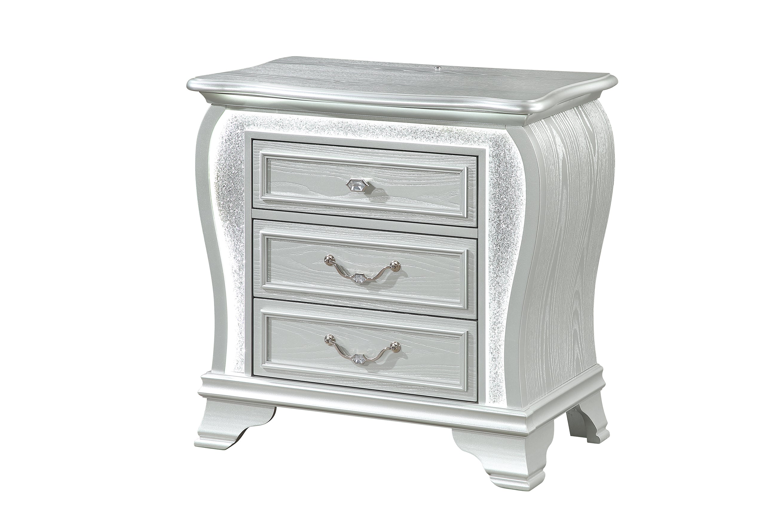 ARIA SILVER NIGHTSTAND WITH LED