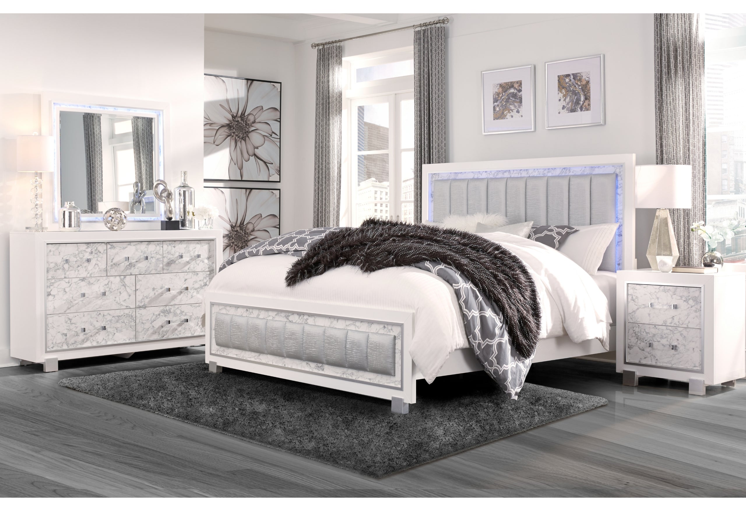 SANTORINI WHITE QUEEN BED GROUP