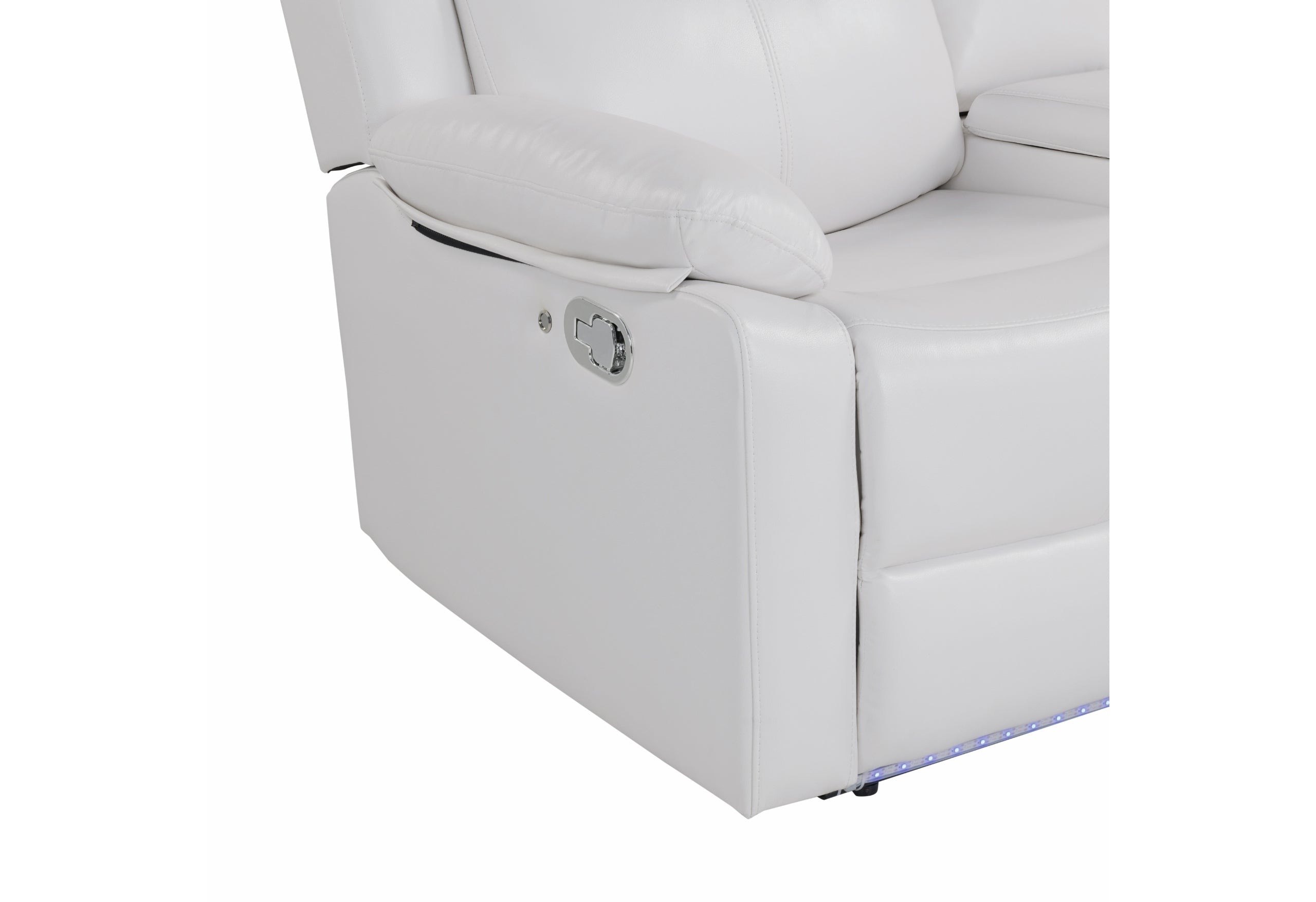 U6026 BLANCHE WHITE REC SOFA/CONSOLE REC LOVESEAT WITH LED & SPEAKER