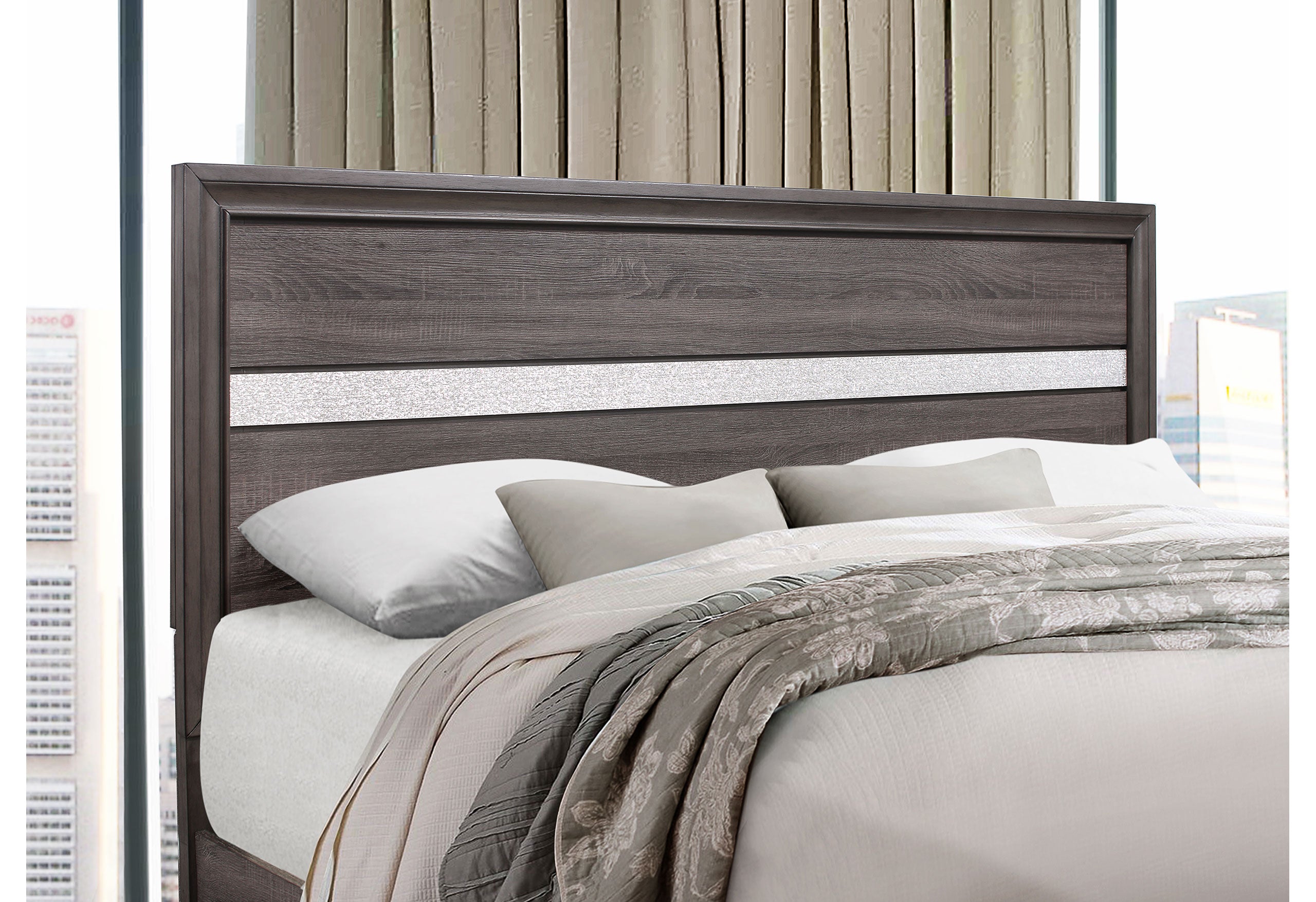 SEVILLE GREY QUEEN BED
