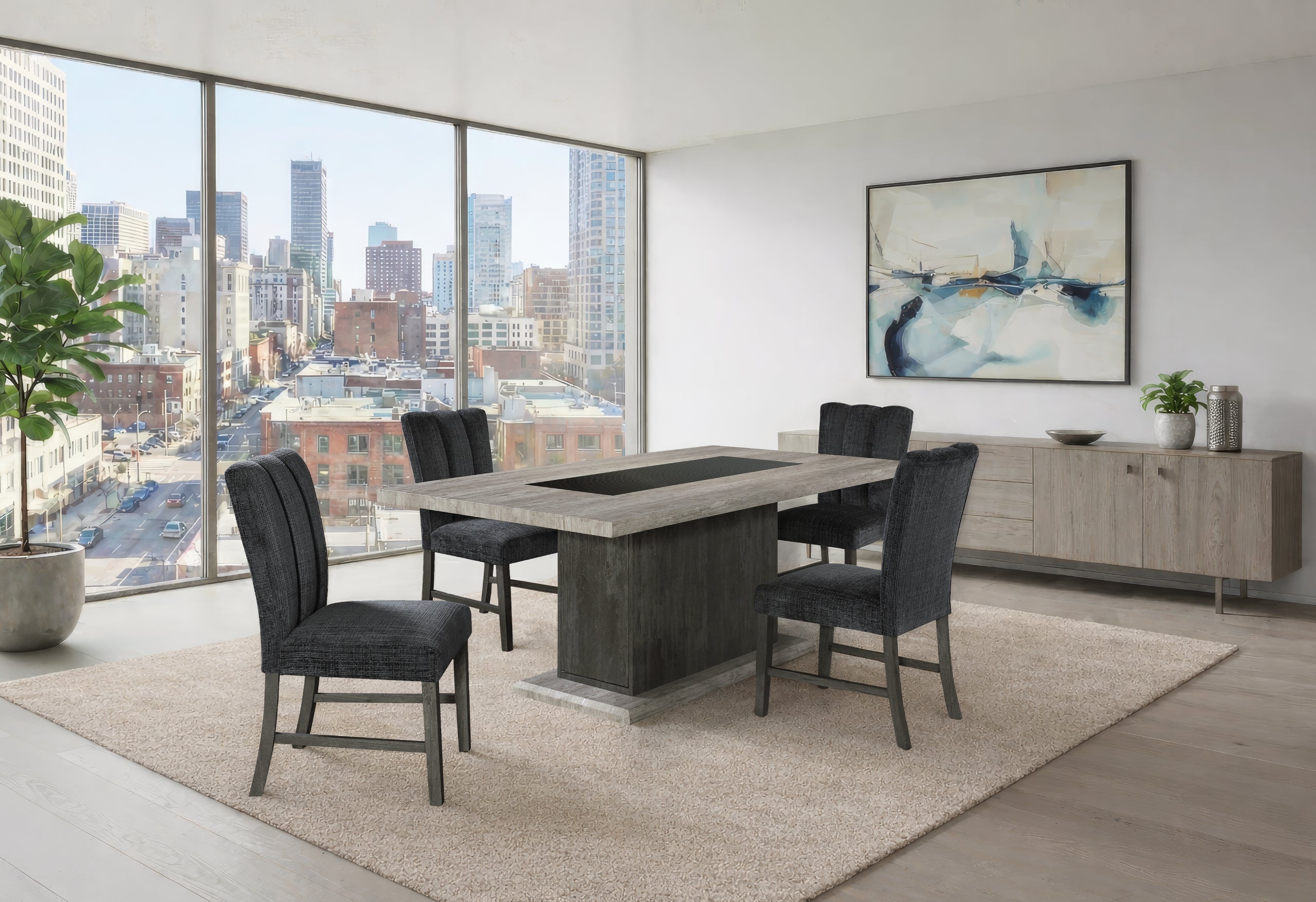 D8030 DINING TABLE AND 8 D8030 DINING CHAIRS