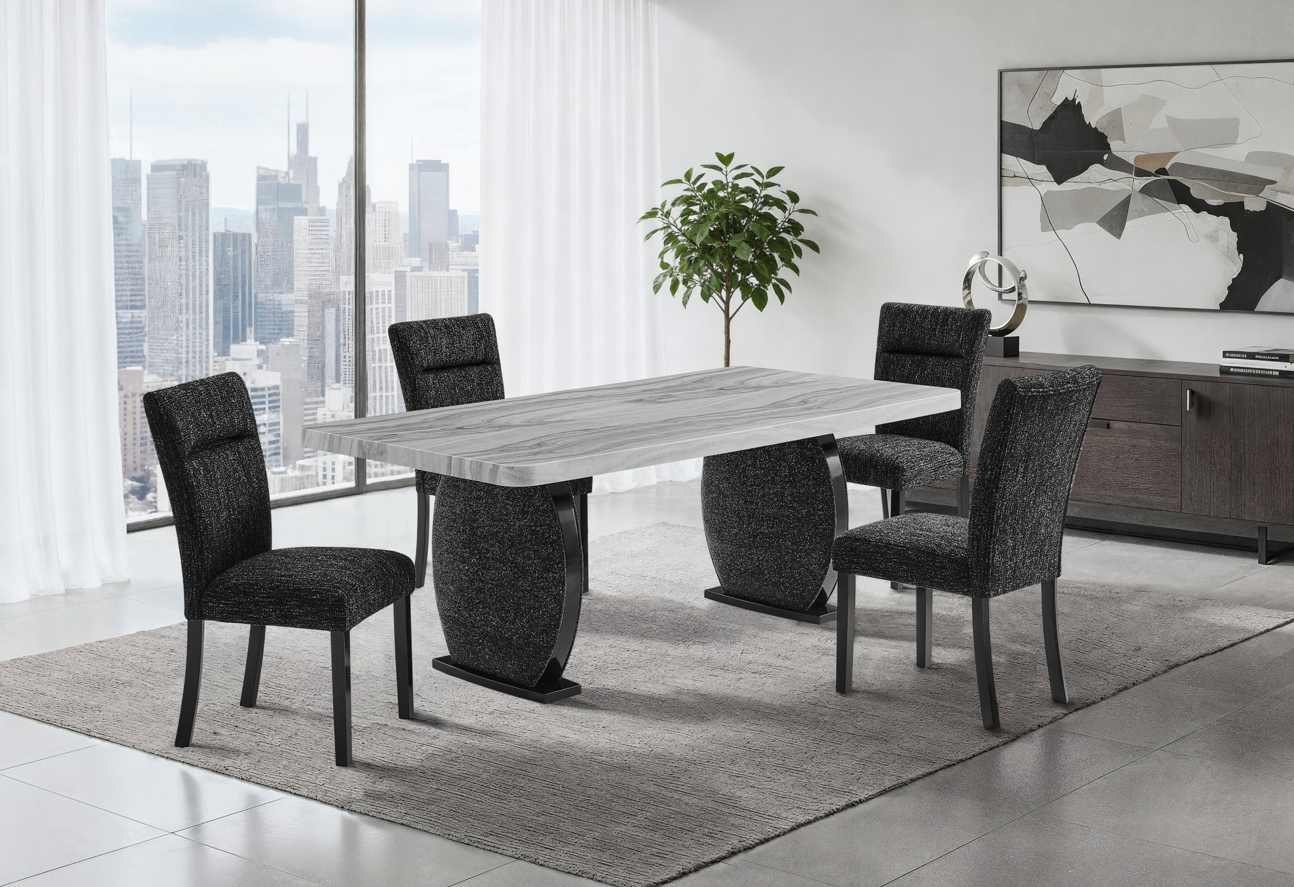 D2502 DINING TABLE AND 6 DINING CHAIRS