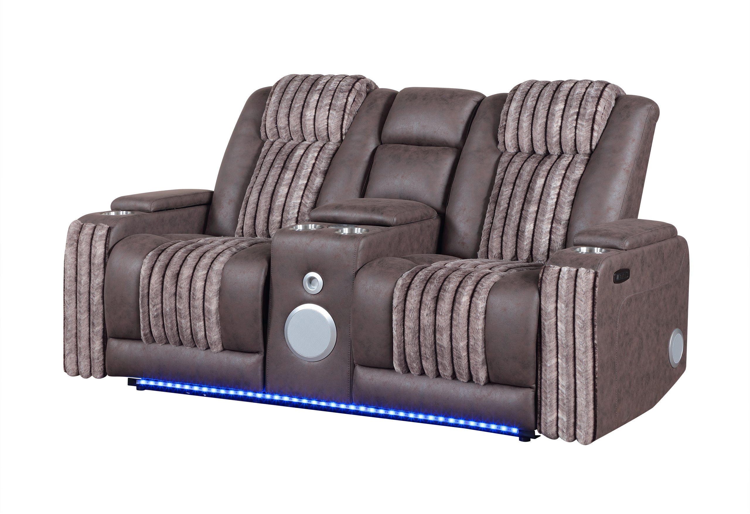 U8000 BROWN PWR CONSOLE REC LOVESEAT W/PHR, LED AND SPEAKER