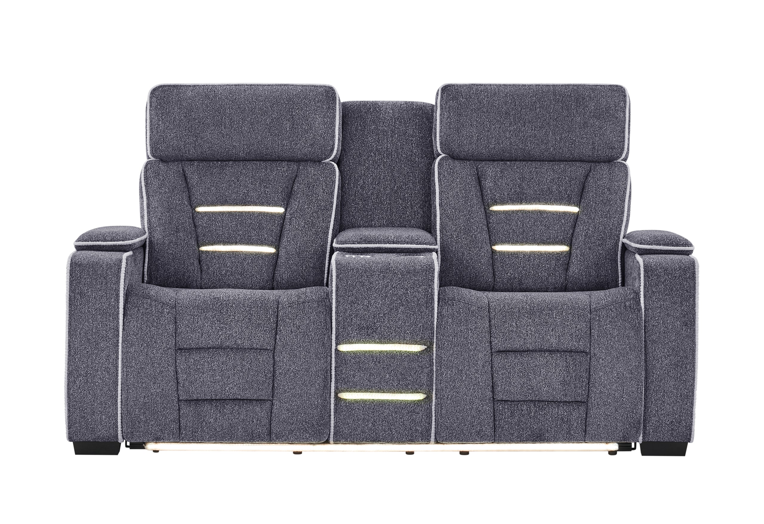 U1895 GREY P2 CONSOLE RECLINING LOVESEAT WITH IS AND LED